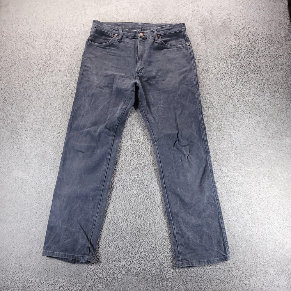 Wrangler Jeans Mens 34x32 Gray 1013MWZ Regular Straight Dark Wash Rodeo